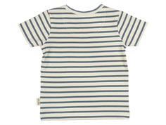 Råhvid og blå stribet t-shirt med korte ærmer fra Petiti Piao PP1722 Blue Mirage bagfra